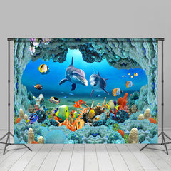 Lofaris Underwater Marine Dolphin Coral Fish Summer Backdrop