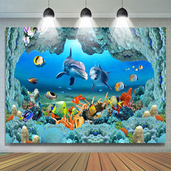 Lofaris Underwater Marine Dolphin Coral Fish Summer Backdrop