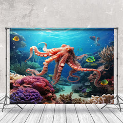 Lofaris Underwater Octopus Coral Summer Photography Backdrop