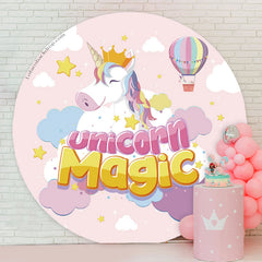 Lofaris Unicorn Magic Pink Round Backdrop For Girls Party