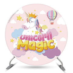 Lofaris Unicorn Magic Pink Round Backdrop For Girls Party