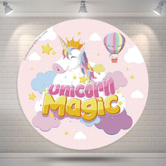 Lofaris Unicorn Magic Pink Round Backdrop For Girls Party