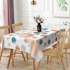 Lofaris Unique Watercolor Circle White Rectangle Tablecloth