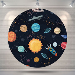 Lofaris Universe Planet Black Circle Backdrop For Party