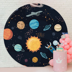 Lofaris Universe Planet Black Circle Backdrop For Party