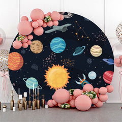 Lofaris Universe Planet Black Circle Backdrop For Party