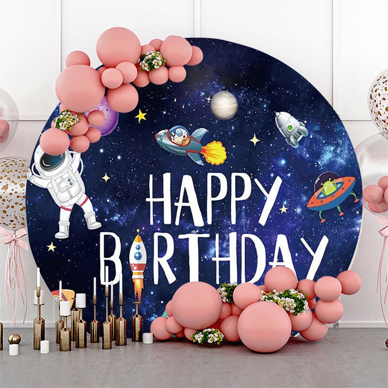 Lofaris Universe Planet Rocket Alien Round Birthday Backdrop