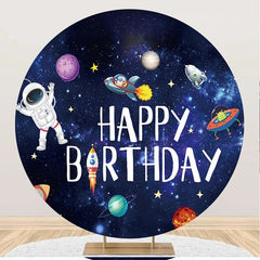 Lofaris Universe Planet Rocket Alien Round Birthday Backdrop