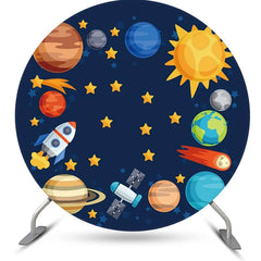 Lofaris Universe Planet Star Rocket Round Backdrop For Party