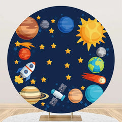 Lofaris Universe Planet Star Rocket Round Backdrop For Party