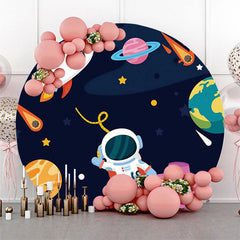 Lofaris Universe Rocket Asronanut Round Birthday Backdrop