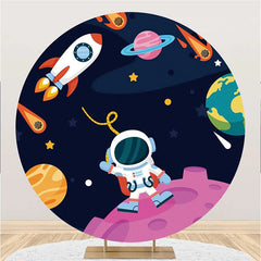 Lofaris Universe Rocket Asronanut Round Birthday Backdrop