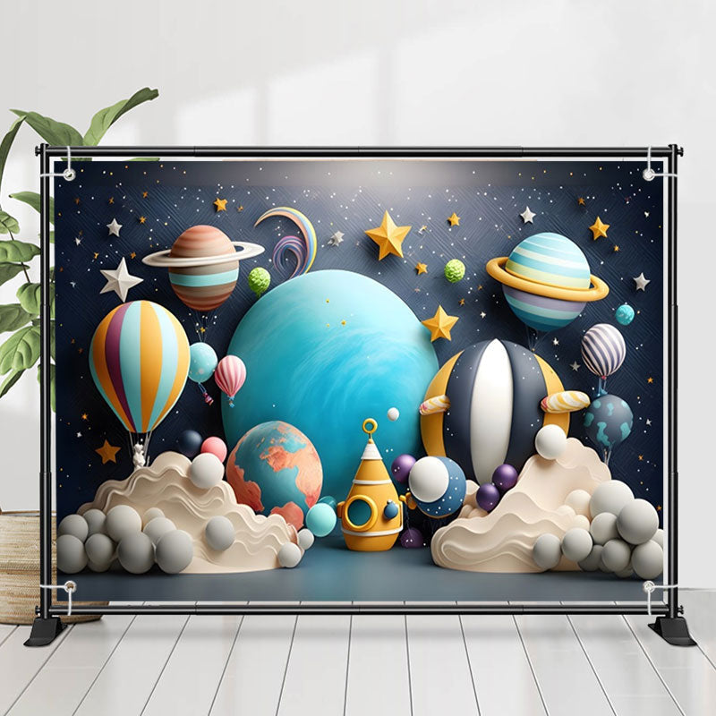 Lofaris Universe Star Spaceflight Balloons Birthday Backdrop