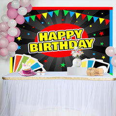 Lofaris Uno Card Games Starts Blackboard Birthday Backdrop