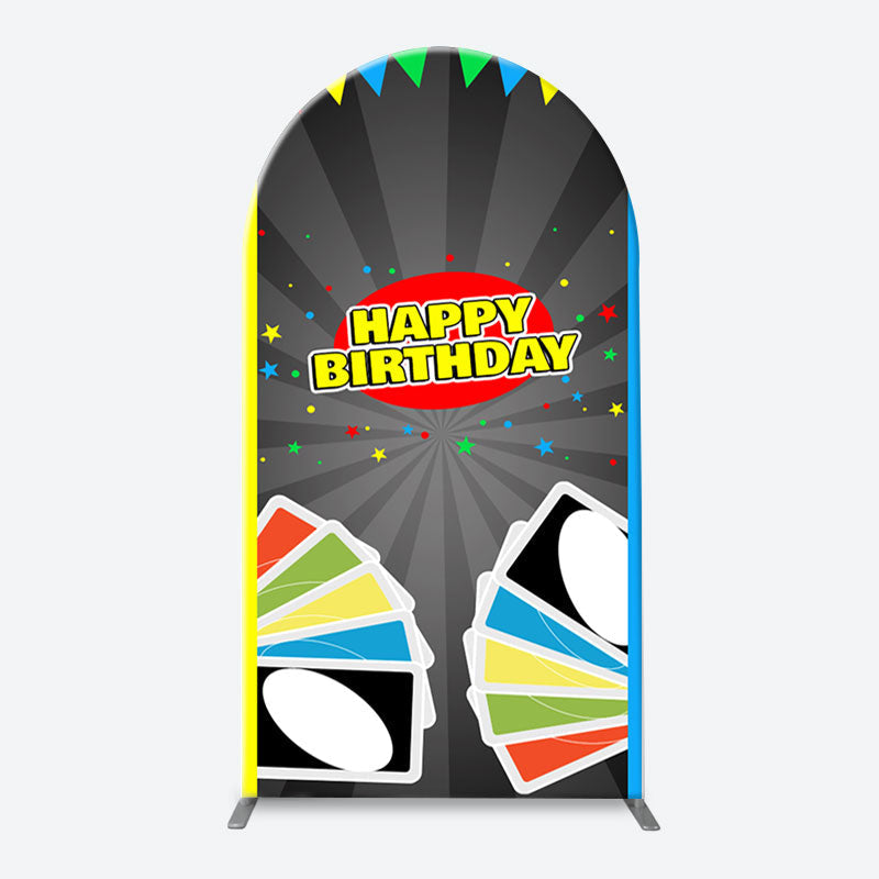 Lofaris Uno Wild Game Card Stars Arch Happy Birthday Backdrop