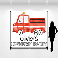 Lofaris Upsherin Party Fire Truck Custom Birthday Backdrop