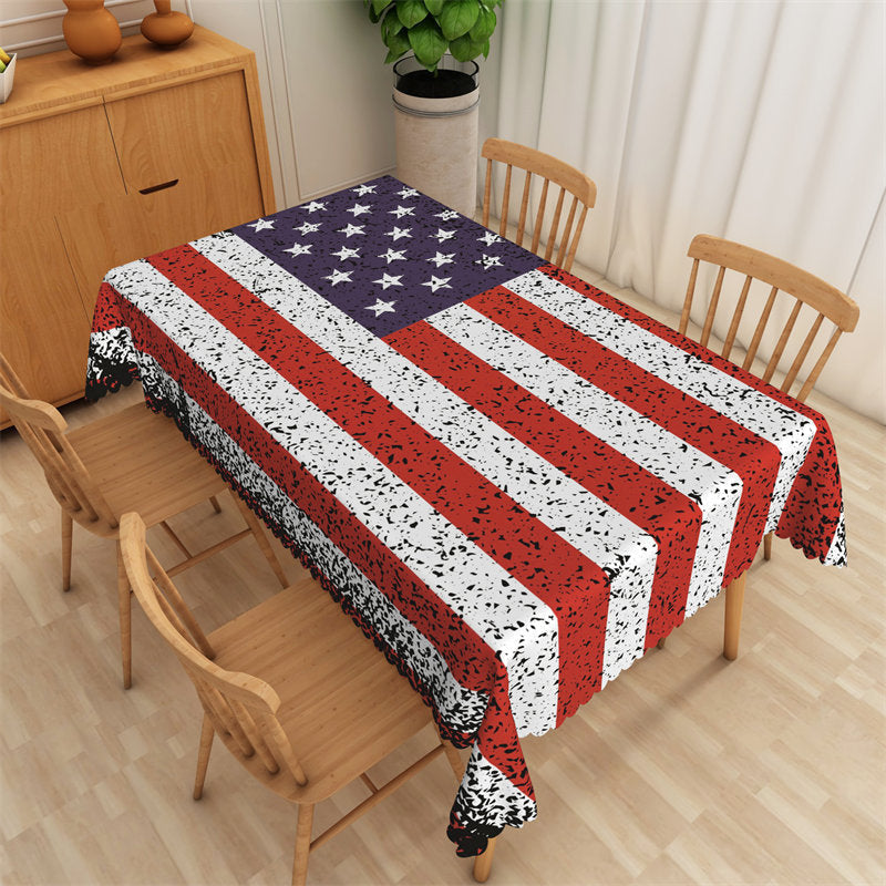 Lofaris Usa Flag Art Black Spots Washable Tablecloth For Kitchen