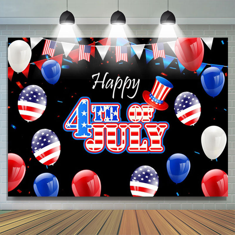 Brown Wood USA Balloon Ribbon Independence Day Backdrop - Lofaris