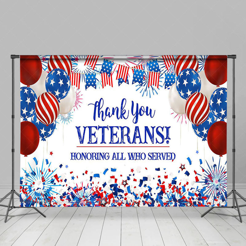 Lofaris Usa Flag Balloon Sparkle Happy Veterans Day Backdrop