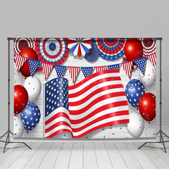 Lofaris Usa Flag Balloon White Brick Wall Labor Day Backdrop