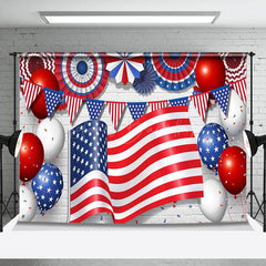 Lofaris Usa Flag Balloon White Brick Wall Labor Day Backdrop