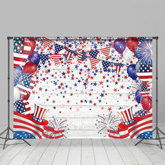 Lofaris Usa Flag Balloons Hat Star Wooden Labor Day Backdrop