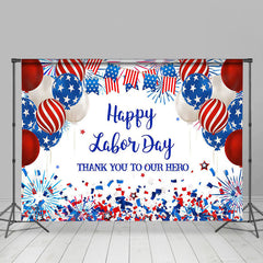 Lofaris Usa Flag Balloons Sparkle Happy Labor Day Backdrop