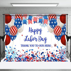 Lofaris Usa Flag Balloons Sparkle Happy Labor Day Backdrop