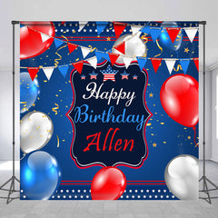 Lofaris Usa Flag Balloons Star Custom Name Birthday Backdrop