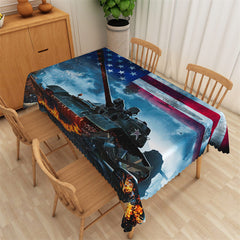 Lofaris Usa Flag Cool Tank Soldier Rectangle Tablecloth