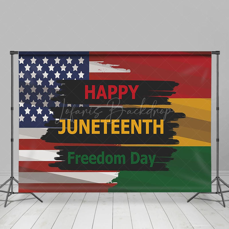 Lofaris Usa Flag Freedom Day Happy Juneteenth Party Backdrop