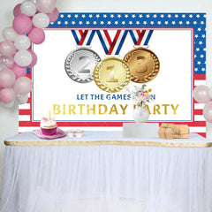 Lofaris Usa Flag Gold Medals Olympic Birthday Party Backdrop