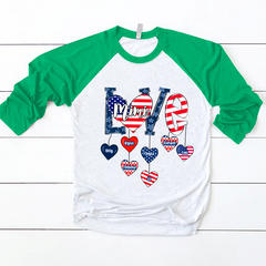 Lofaris Usa Flag Heart Love Family Custom Baseball Shirt