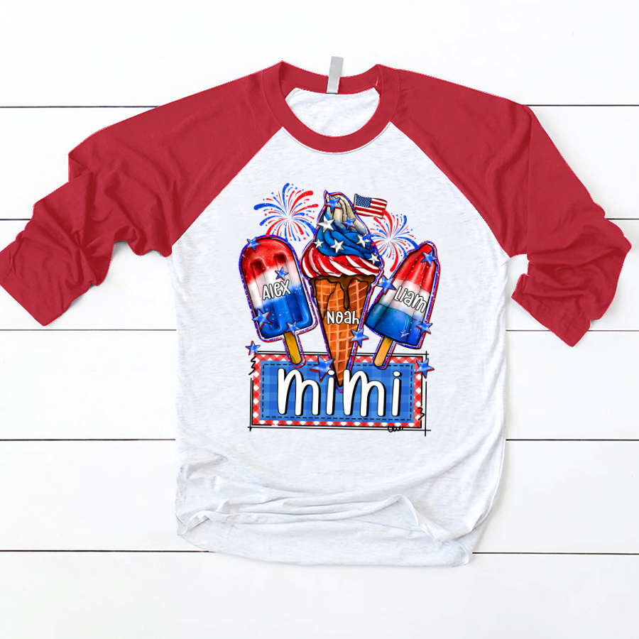 Lofaris Usa Flag Ice Cream Mimi Kids Custom Baseball Shirt