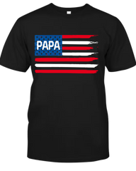 Lofaris USA Flag Papa And Grandkids Fathers Day T - Shirt