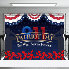 Lofaris Usa Flag Red Floral Never Forget Patriot Day Backdrop