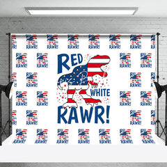 Lofaris Usa Flag Red White Rawr Independence Day Backdrop