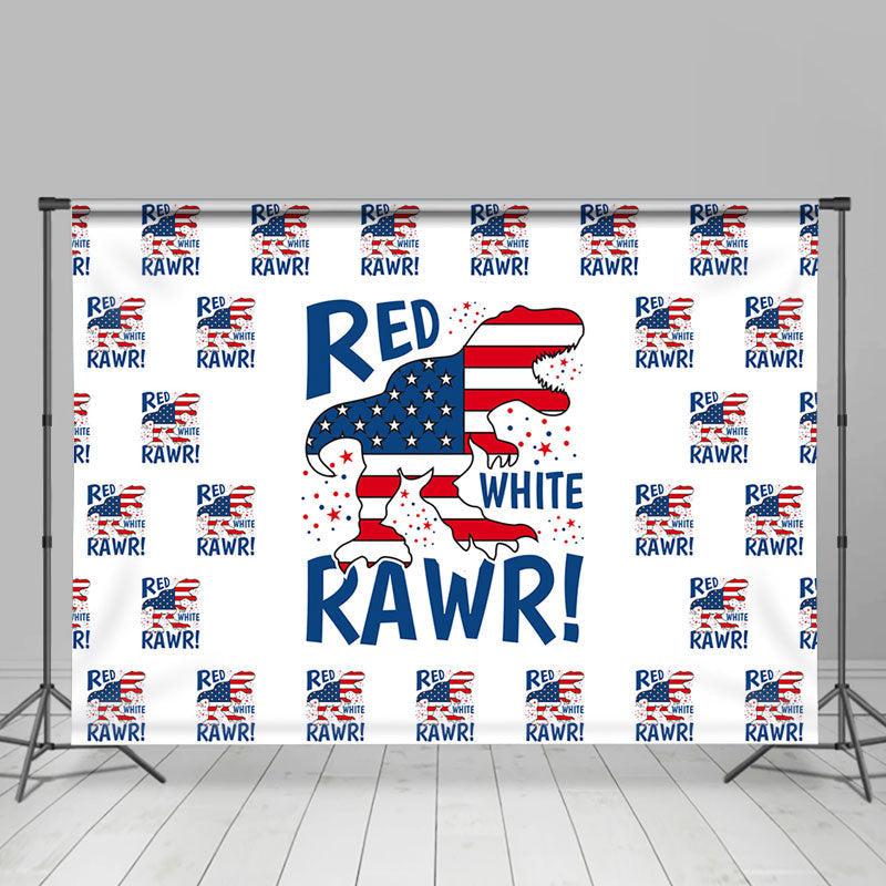 Lofaris Usa Flag Red White Rawr Independence Day Backdrop