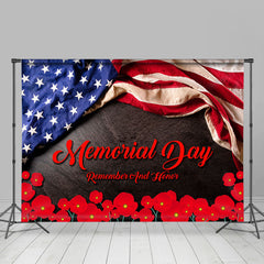 Lofaris USA Flag Remember And Honor Memorial Day Photo Backdrop