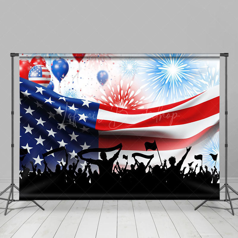 Lofaris Usa Flag Sparkle Balloons Independence Day Backdrop