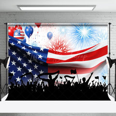 Lofaris Usa Flag Sparkle Balloons Independence Day Backdrop