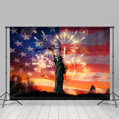 Lofaris Usa Flag Sparkle Statue Independence Day Backdrop