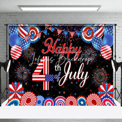 Lofaris USA Flag Sparks Paper Flower 4th of July Backdrop