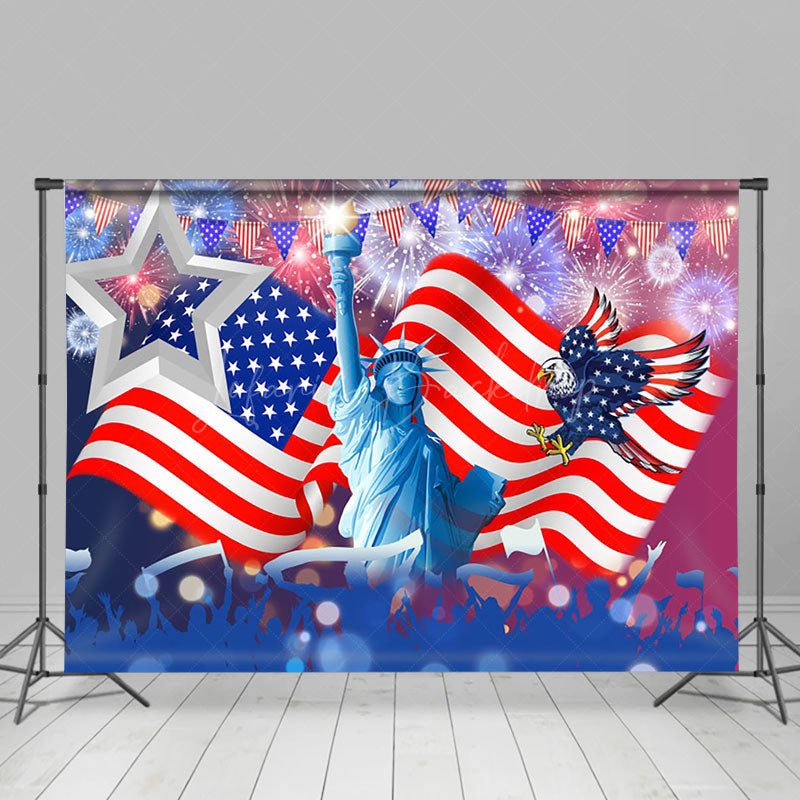 Lofaris Usa Flag Statue Of Liberty Independence Day Backdrop