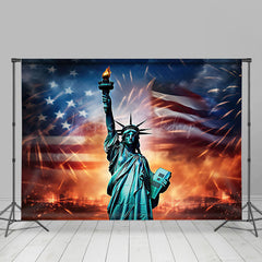 Lofaris Usa Flag Statue Sparkle Independence Day Backdrop