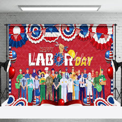 Lofaris Usa Flag Various Worker Happy Labor Day Backdrop