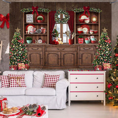 Lofaris (7 Day Delivery) Festive Christmas Vibe Trees Brown Cupboard Backdrop