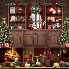 Lofaris (7 Day Delivery) Festive Christmas Vibe Trees Brown Cupboard Backdrop