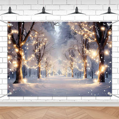 Lofaris (7 Day Delivery) Light Twinkling Snowy Winter Forest Tree Backdrop