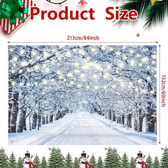 Lofaris (7 Day Delivery) Lighted Winter Snowy Forest Path Scenery Backdrop